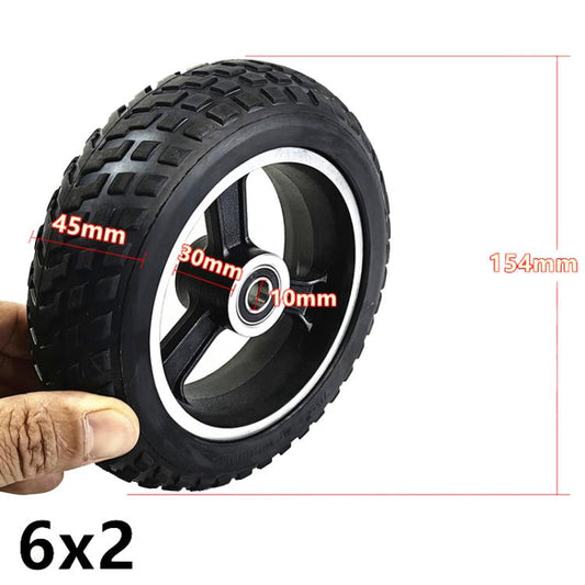 10mm 6inch Electrical Scooter Trolley Wheel 6 x 2 Solid Tires Whole Aluminum Wheels by bashfashion