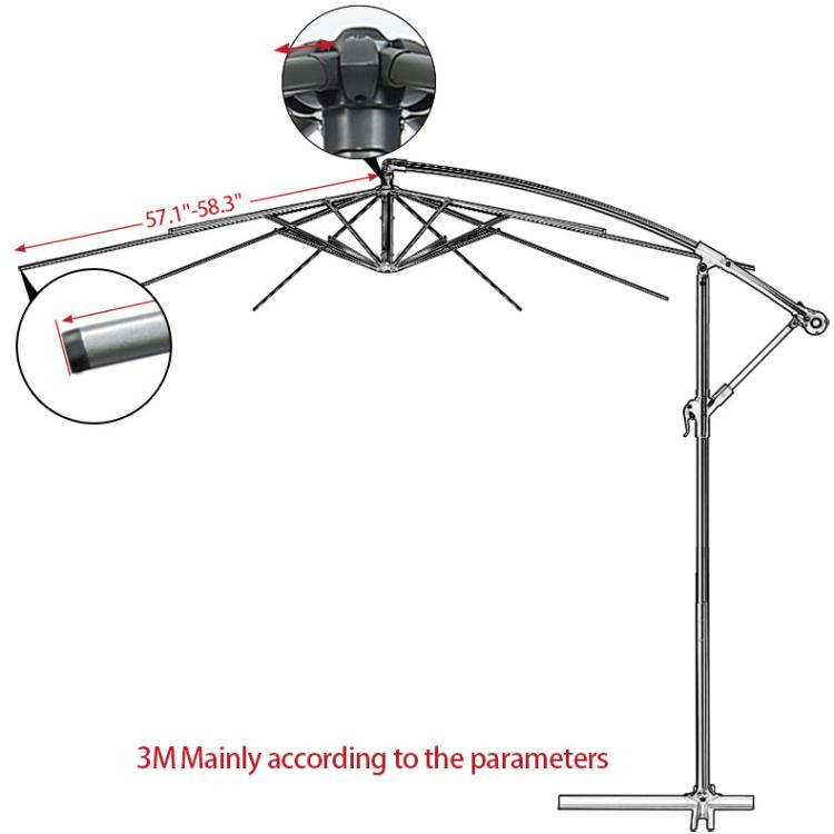 3 Meters 8-Rib Replacement Canopy For Outdoor Patio Umbrella Double Top Waterproof Sunshade Fabric(Khaki) by bashfashion