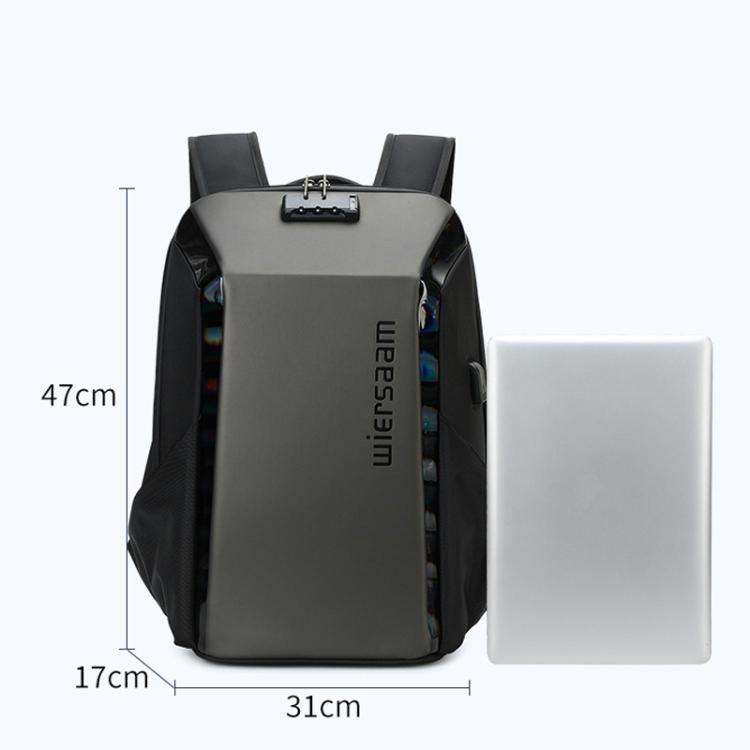 Wiersaam WY1350 Men Anti-Theft Business Backpack Laptop Bag For Travel With Password Lock(Space Gray) by wiersaam