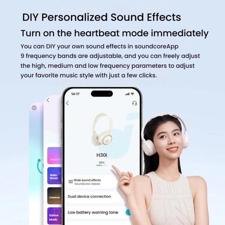 Soundcore H30i A3012 Headband Wireless Bluetooth Headset(Red) by Soundcore