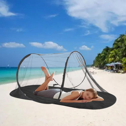 Outdoor Camping Mosquito Net Tent Portable Boat Type No-Installation Hand-Thrown Travel Mosquito Net(Black Bottom) by bashfashion