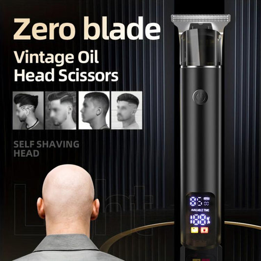 Rechargeable Haircut Kit Hair Clippers For Men - Zero Blade Trimmer For Vintage Oil Head & Bald Head Styles(Black) by bashfashion