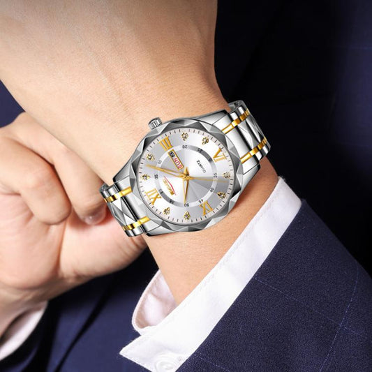 SKMEI Business Casual Watches Diamond Case Luminous Waterproof Quartz Watch, Style: Women Silver Case Gray Dial by SKMEI