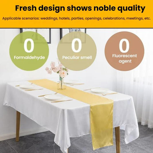29x275cm Hotel Wedding Tablecloth Decorative Polyester Sateen Coffee Table Runner Sateen Desk Flag(Gold) by bashfashion