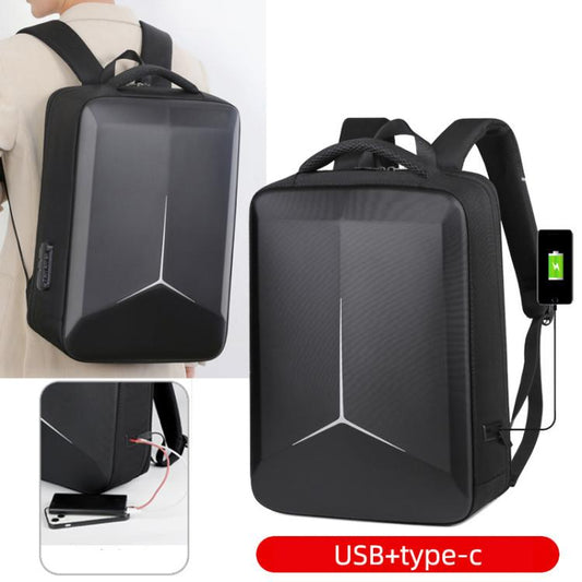 15.6-16.6 Inch Hard Shell Laptop Backpack with USB+Type-C Charging Ports Unisex Anti-Theft Business Travel Bag Airbag Gray by bashfashion