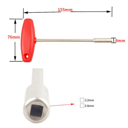Hidden Spoke T-shaped Wrench Bicycle Tool Socket(Square Hole 3.6mm) by bashfashion