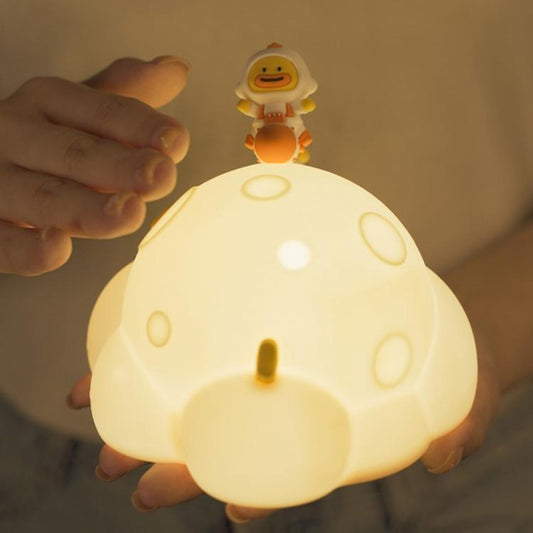 ICARER FAMILY IF-YD04 Cartoon Silicone Night Light Ornaments Astronaut Moon Lamp(Warm light) by ICARER FAMILY
