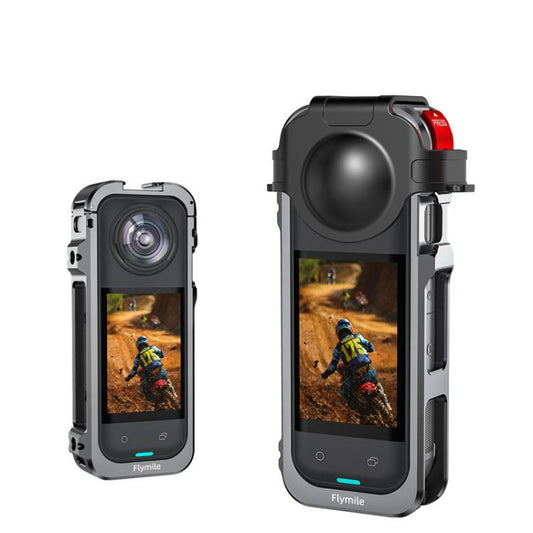 For Insta360 X5 Camera Flymile Metal Frame Lens Cover Set Rabbit Cage Expansion Bracket(Metal Color) by Flymile