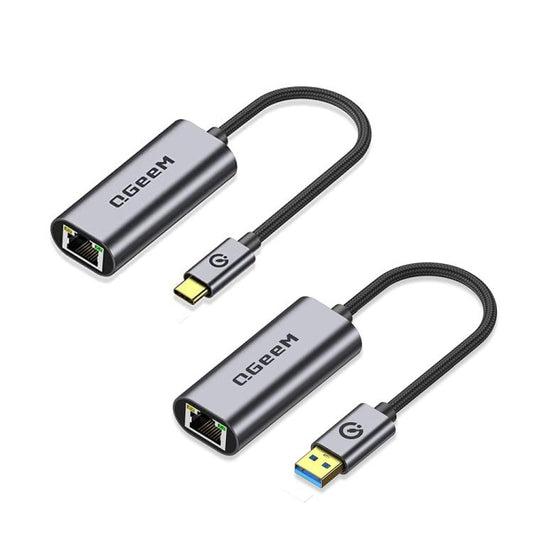 QGeeM USB-C/Type-C To RJ45 LAN Converter Gigabit Ethernet Adapter for Laptop, PC, Smartphone, Plug & Play Cable Length 15cm by QGeeM