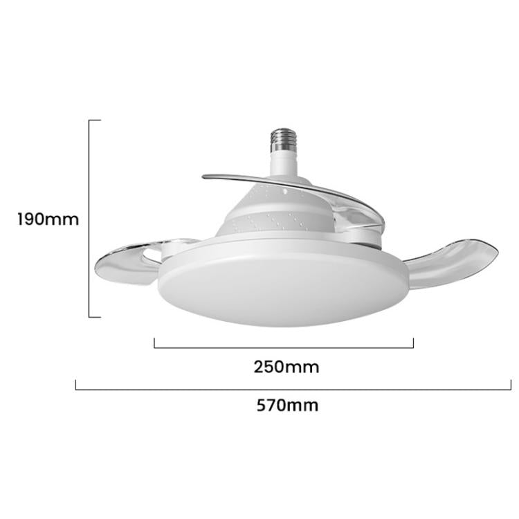 22.5-inch Invisible Blade Ceiling Fan Light with E27 Socket Dimmable LED, 3 Color Temperatures, 3 Speeds, 2H/4H Time(White) by bashfashion
