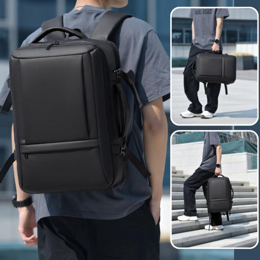WEIXIER B759 Simple Expandable Men Shoulder Bag Large Capacity Laptop Backpacks(Black) by WEIXIER