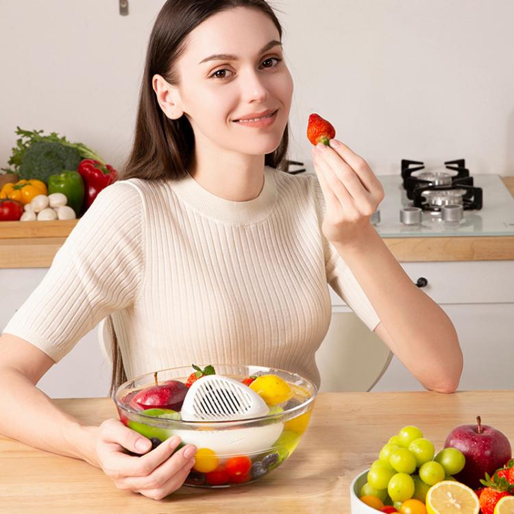 Portable Sterilization Pesticide Residue Removal Fruit Vegetable Cleaning Machine, Size: English(White) by bashfashion