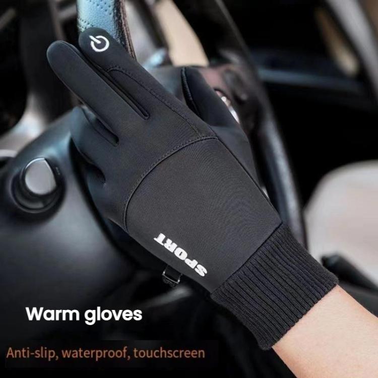 Outdoor Fleece-Lined Non-Slip Warm Cycling Touchscreen Gloves(Dark Gray) by bashfashion