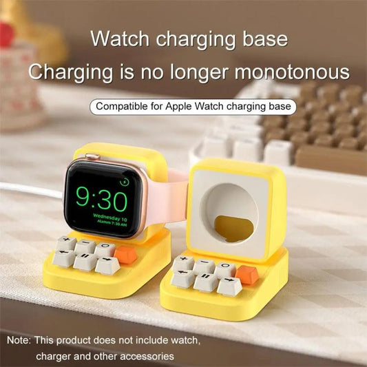 For Apple Watch Typewriter Style Stand Wireless Charging Silicone Base(Gray) by bashfashion