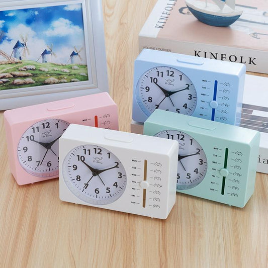 Bo Sheng GH222 Weekly Alarm Clock Square Quartz Desk Clock Scanning Silent Pointer Clock(White) by Bo Sheng