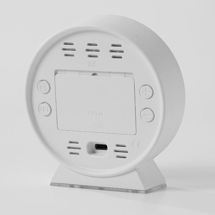 LED Multifunction Electronic Alarm Clock Running Seconds Clock Bedside with Night Light Electronic Clock, Color: White Shell Green Light by bashfashion