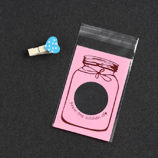 100 PCS / Set Cute Colorful Bottle Pattern Wedding Birthday Cookies Candy Gift Packaging Bag(Pink) by bashfashion