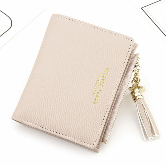 Lady Short Cross-Streaked Suzip Wallet(Pink) by bashfashion