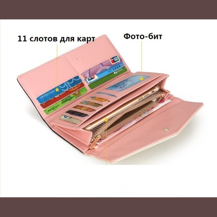 Long Leather Floral Pattern Wallets Coin Purses Money Bag for Women(Green) by bashfashion