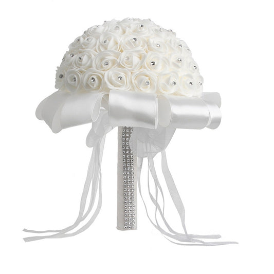 Bride Holding Bouquet Creative Simulation Holding Bouquet Wedding Supplies(White) by bashfashion