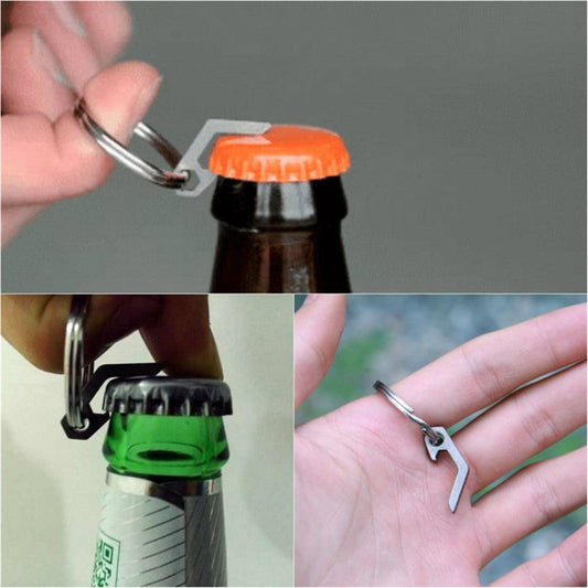EDC Mini Lightweight Bottle Beer Opener Keyring Pocket Tool Outdoor Camp Hike Utility Gadget Stainless steel by bashfashion