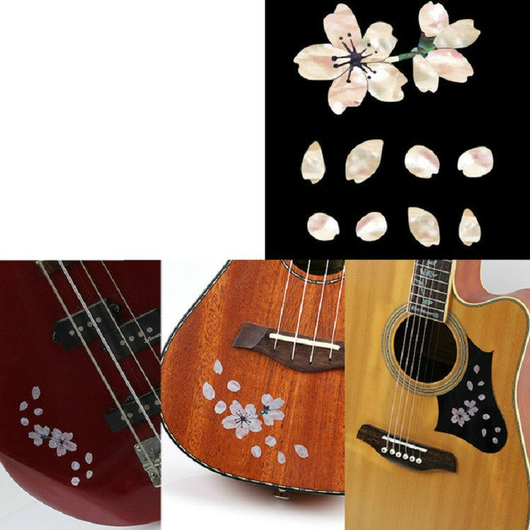 2 PCS Guitar Panel Stickers DIY Cherry Blossom Stickers Ukuleles Paste(Cherry Petals) by bashfashion