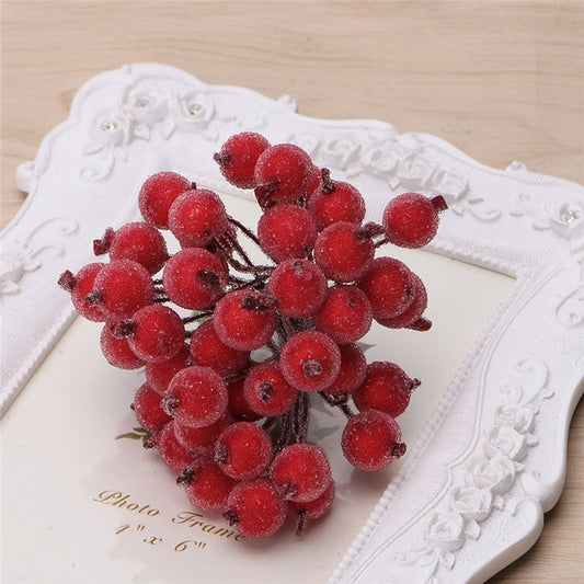 2 PCS 12mm Simulation Berry Frost Red Small Fruit Foam Berry DIY Accessories Flower Arrangement Material(Red) by bashfashion
