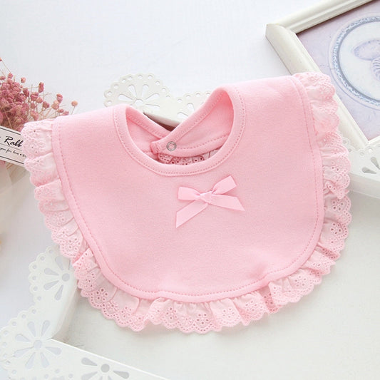 Newborn Lace Bow Baby Bibs Infant Saliva Towels(Pink) by bashfashion