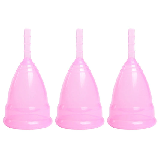 3 PCS Reusable Soft Cup Silicone Menstrual Cup(Pink) by bashfashion