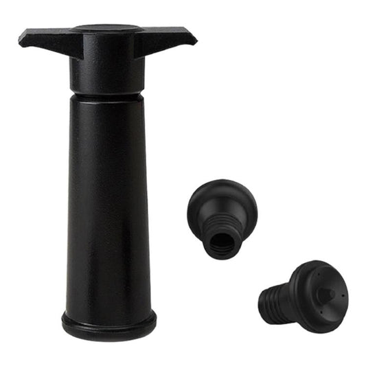 Red Wine Vacuum Pump Freshener Silicone Wine Stopper Set, Specification:Black Pump Three-piece Box by bashfashion