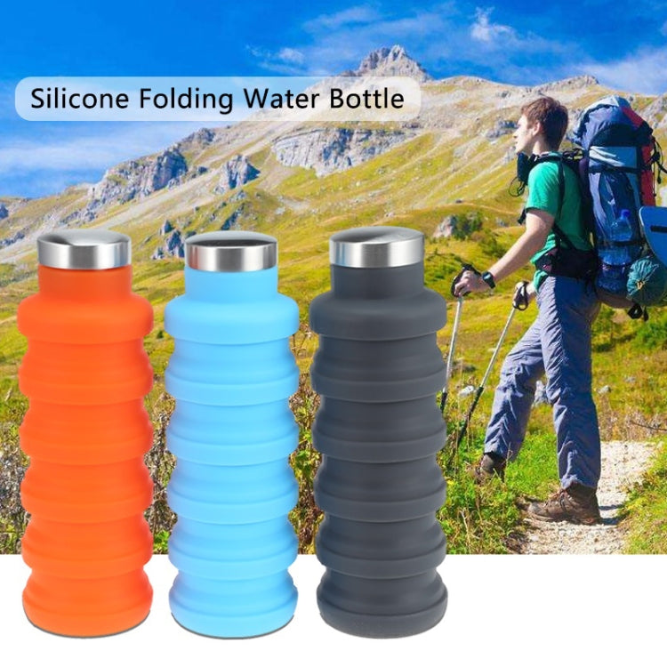 Portable Silicone Water Bottle Retractable Folding Coffee Bottle Outdoor Travel Drinking Sport Drink Kettle,Capacity:500ml(Gray) by bashfashion