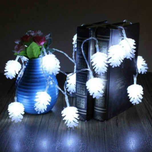 20 LEDs Solar Powered Pine Cone Outdoor Energy Saving Holiday Wedding Decoration String Light Garden Landscape Lamp(White Light) by bashfashion