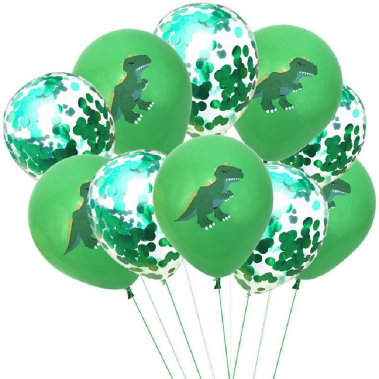 Dinosaur Theme Party Set Birthday Letter Pull Flag Aluminum Film Sequin Dinosaur Balloon Children Birthday Arrangement Decoration(Green) by bashfashion