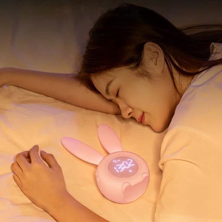 Cute Rabbit Silicone Induction Small Alarm Clock(Pink) by bashfashion
