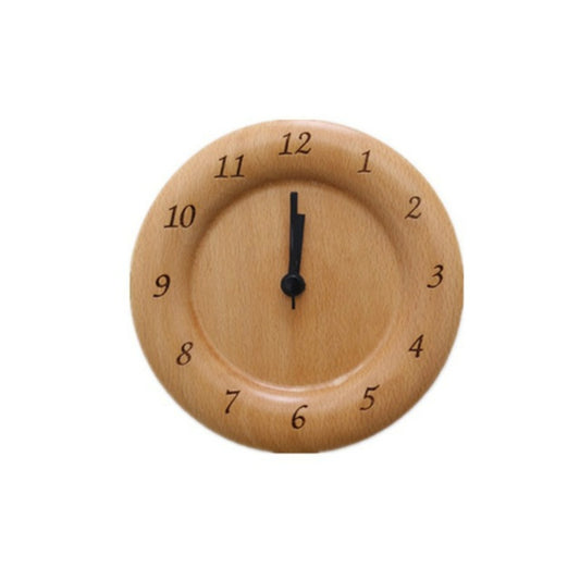 Simple Home Study Solid Wood Decorative Bedside Beech Alarm Clock(Round Figure) by bashfashion