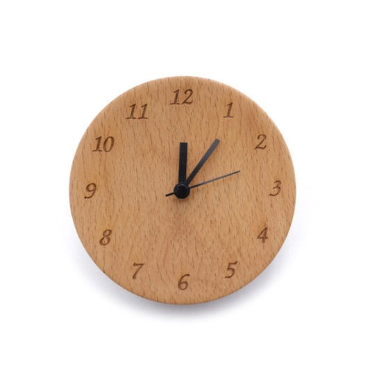 Simple Home Study Solid Wood Decorative Bedside Beech Alarm Clock(Round Borderless Numbers) by bashfashion
