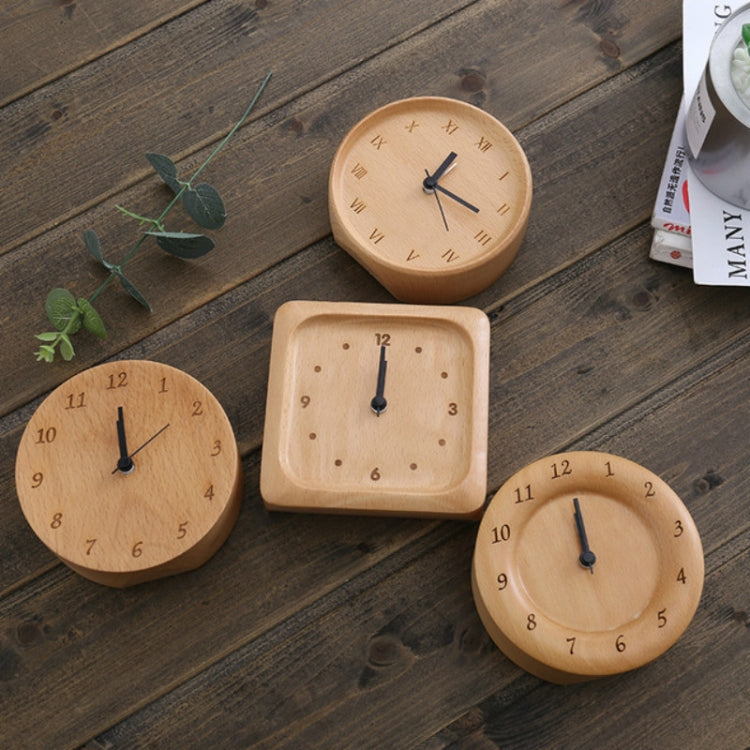 Simple Home Study Solid Wood Decorative Bedside Beech Alarm Clock(Round Borderless Numbers) by bashfashion