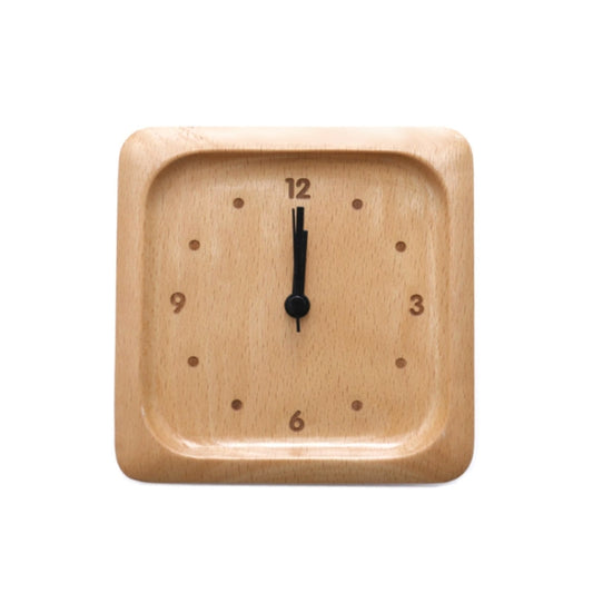 Simple Home Study Solid Wood Decorative Bedside Beech Alarm Clock(Square Figures) by bashfashion