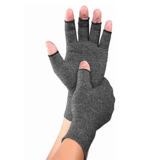 Gray A Pair Sports Breathable Health Care Half Finger Gloves Rehabilitation Training Arthritis Pressure Gloves, Size:S by bashfashion