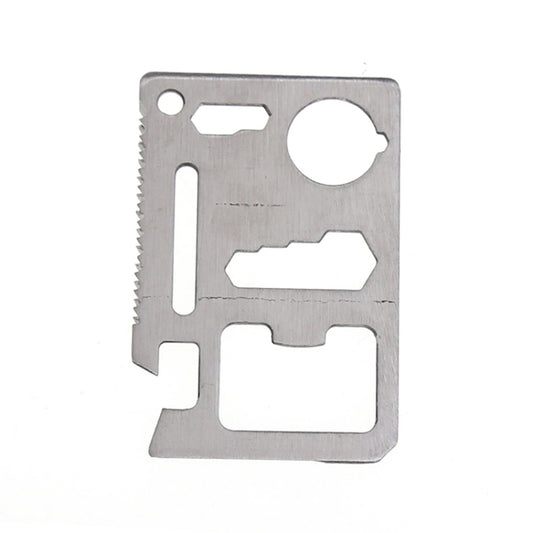 10 PCS 11 in 1 Outdoor Portable Multi-function Stainless Steel Hollow Tool Card Cutter with Leather Case, Size: 6.9 x 4.5cm(Silver) by bashfashion