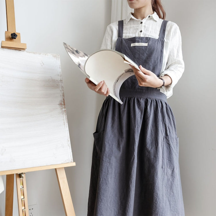Cotton Simple Home Woman Apron(Dark Gray) by bashfashion