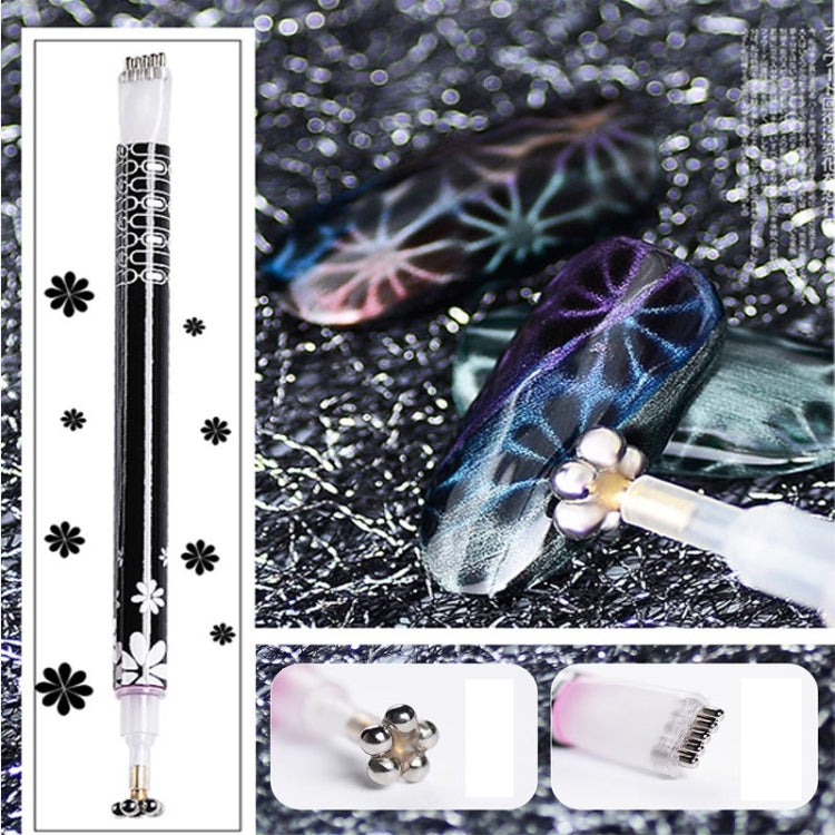 3 PCS Cat Eye Gel Magnet Pen Double Head Magnetic Pen Plum Branding Flower Magnetic Pen Nail Cat Eye Magnet New Tool(black) by bashfashion