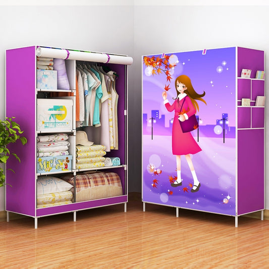 Non-woven Fabric Frame Reinforcement Wardrobe DIY Assembly Storage Organizer Detachable Clothing Furniture Shelf(Girl) by bashfashion