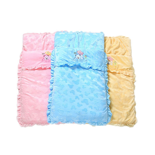 Autumn and Winter Models Thicken Baby Sleeping Bag Cartoon Embroidery Baby Stroller Accessories(Blue) by bashfashion