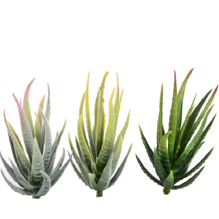Artificial Mini Aloe Plastic Plants Craft Floristry Landscape Garden Family Office Decoration(Flocking Green Red Tip) by bashfashion