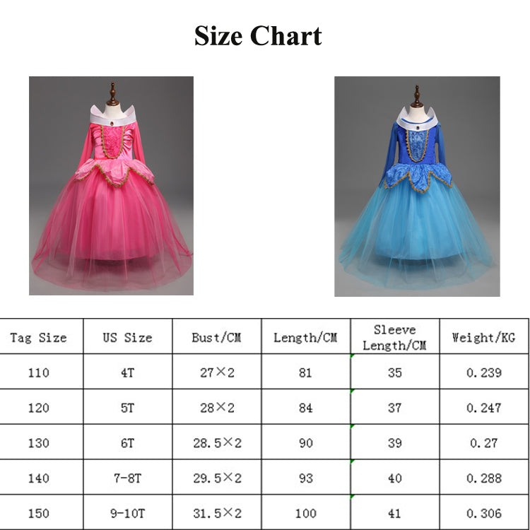 Girls Dress Halloween Cosplay Sleeping Beauty Princess Dresses Christmas Costume Party Children Kids Clothing, Size:110cm(Pink) by bashfashion