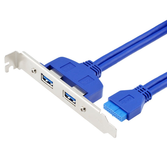 50CM USB3.0 Rear PCI Baffle Line Full Height Chassis DIY With Ear 20pin Transfer Cable(Blue) by bashfashion
