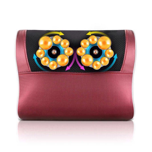 Cervical Spine Massage Pillow Neck Waist Back Multifunctional Electric Massage Cushion, Plug Type:AU Plug(Red White) by bashfashion