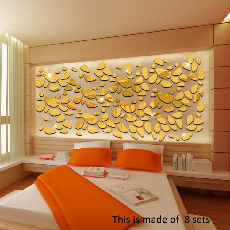 12 PCS/S 3D Mirror Removable Wall Sticker For Living Room Bedroom TV Background Mirror Mural Wall Decor(Gold) by bashfashion