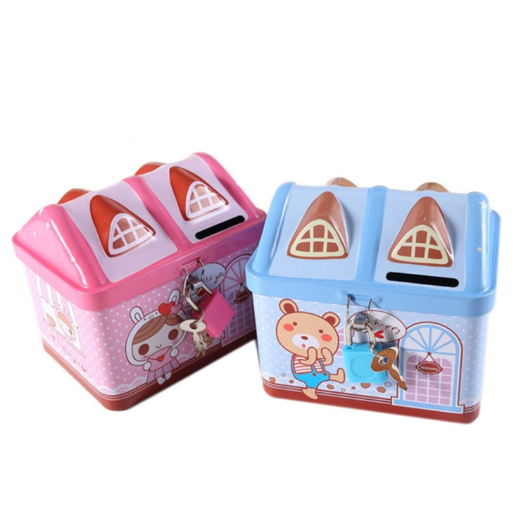 Children Cartoon Saving Small Coin Storage House Piggy Bank(Blue) by bashfashion